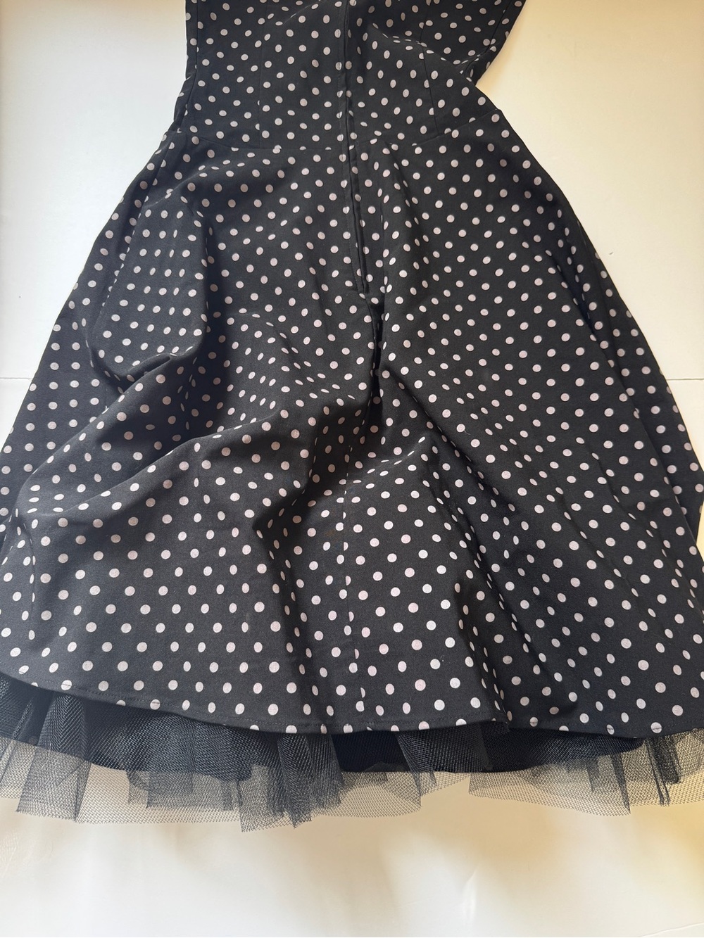Be Smart Dress Polka Dot Crinoline Flair Retro Pin Up Black White Sz S - Picture 12 of 12